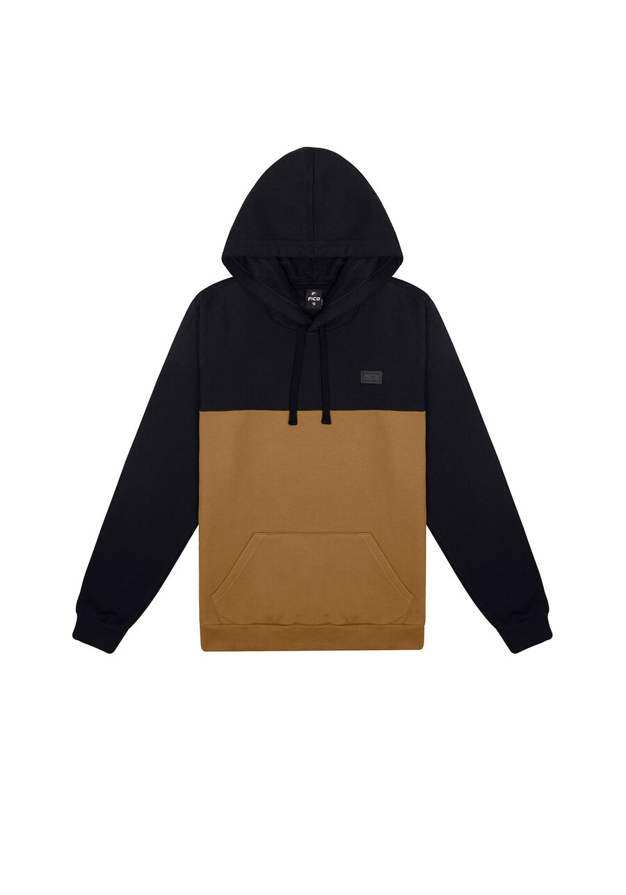 Blusão Juvenil em Moletom Bicolor com Capuz, PRETO REATIVO. Blusão Juvenil em Moletom Bicolor com Capuz, PRETO REATIVO, large.