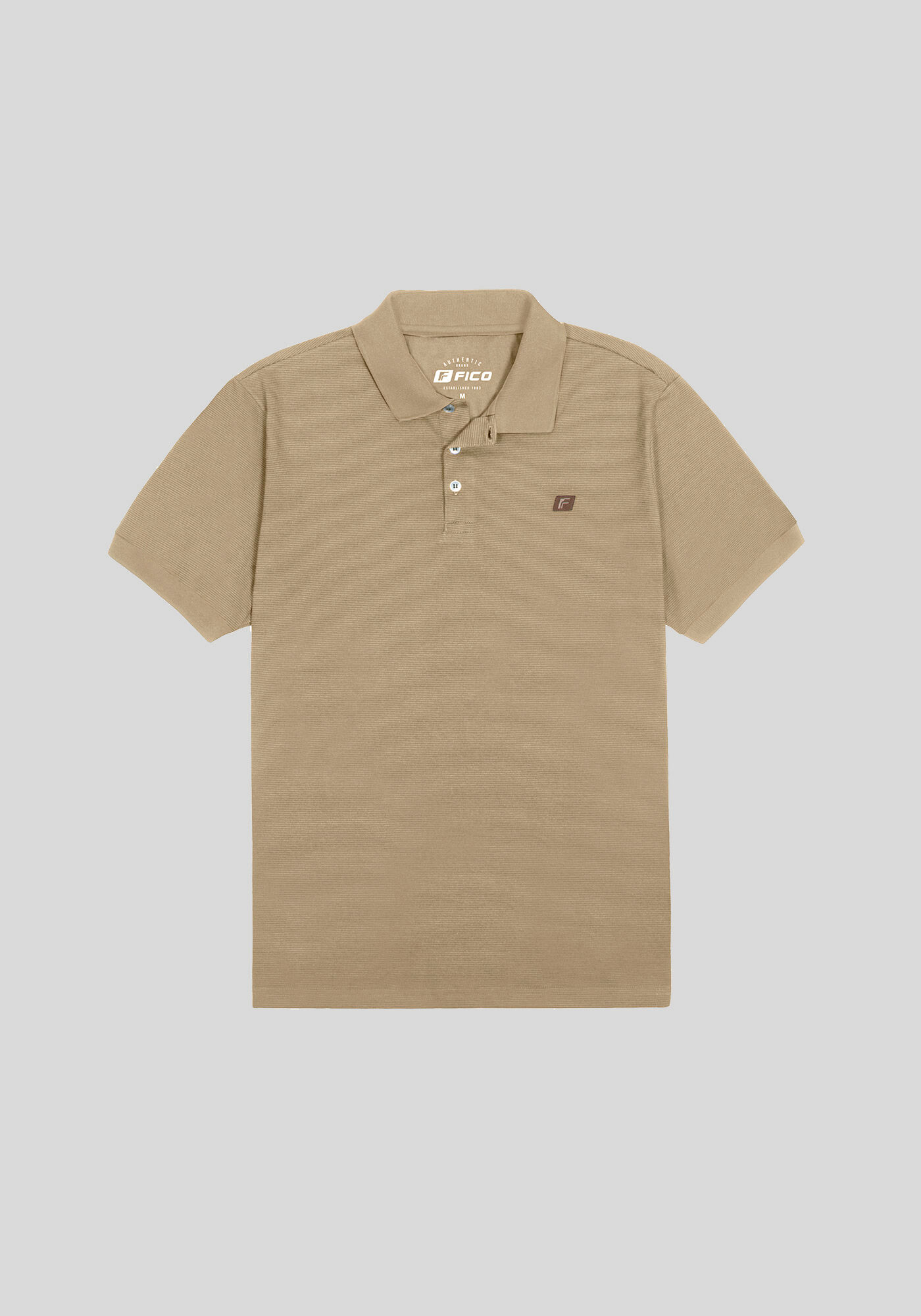 Camisa Polo Masculina em Meia Malha com Retil&iacute;nea, LISTRAS CAQUI, large.